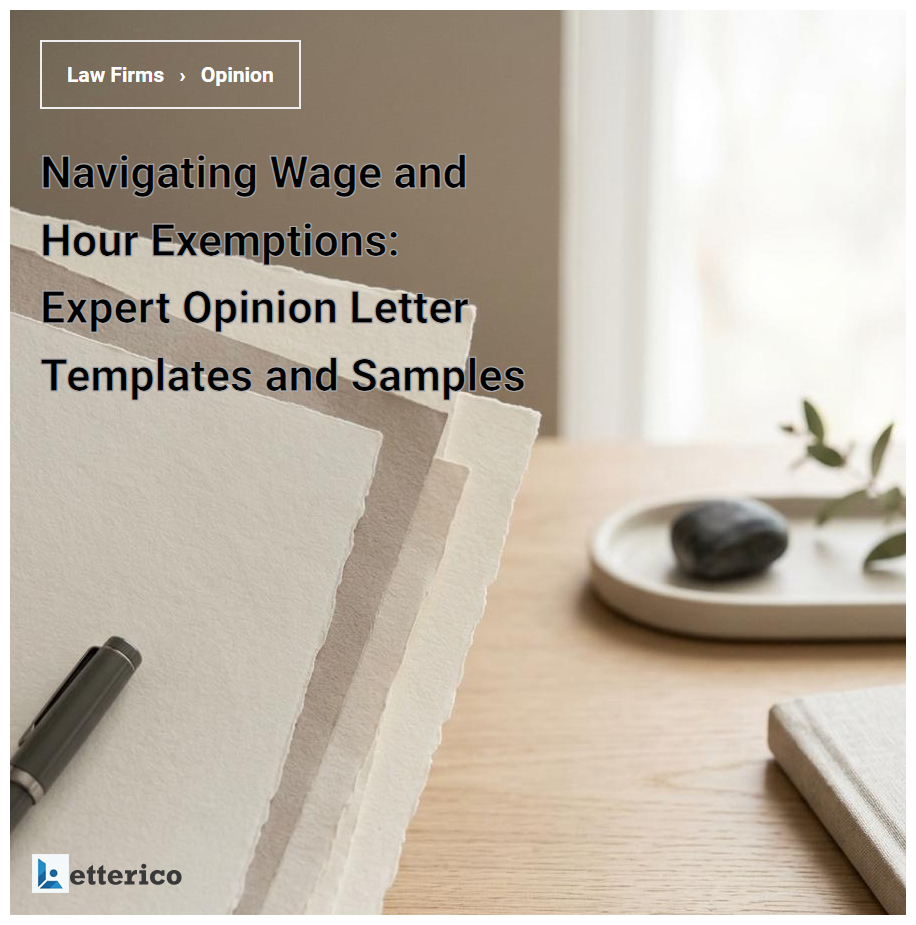 Navigating Wage and Hour Exemptions: Expert Opinion Letter Templates and Samples