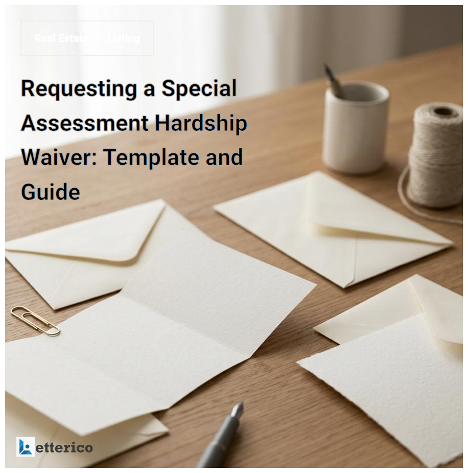 Requesting a Special Assessment Hardship Waiver: Template and Guide