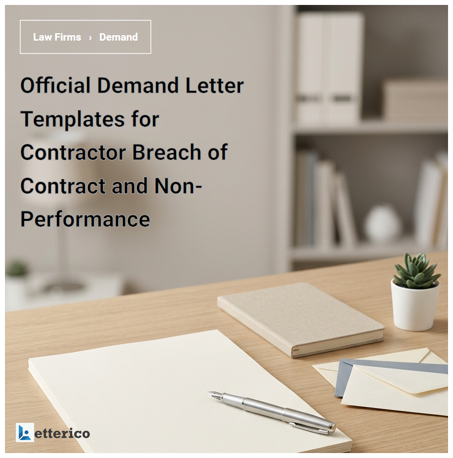 Official Demand Letter Templates for Contractor Breach of Contract and Non-Performance
