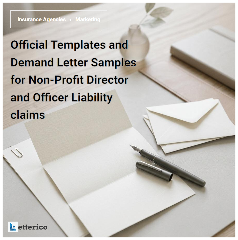 Official Templates and Demand Letter Samples for Non-Profit Director and Officer Liability claims