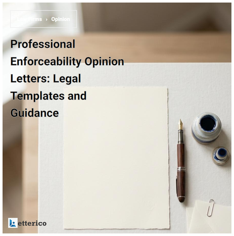 Professional Enforceability Opinion Letters: Legal Templates and Guidance
