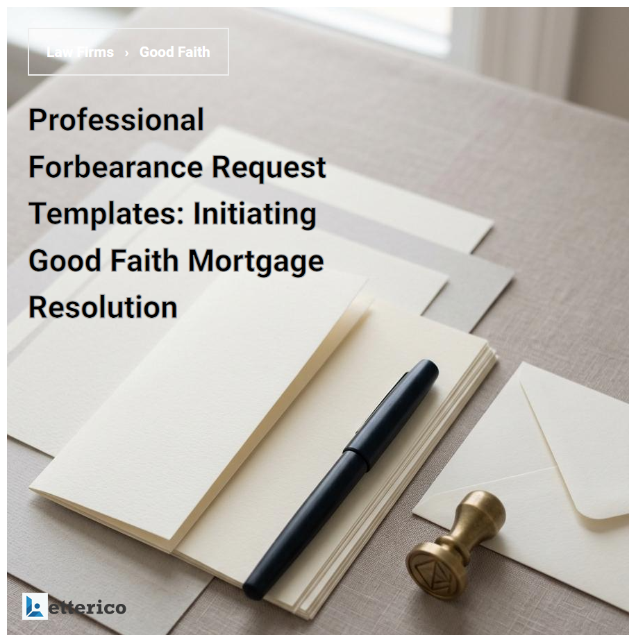 Professional Forbearance Request Templates: Initiating Good Faith Mortgage Resolution