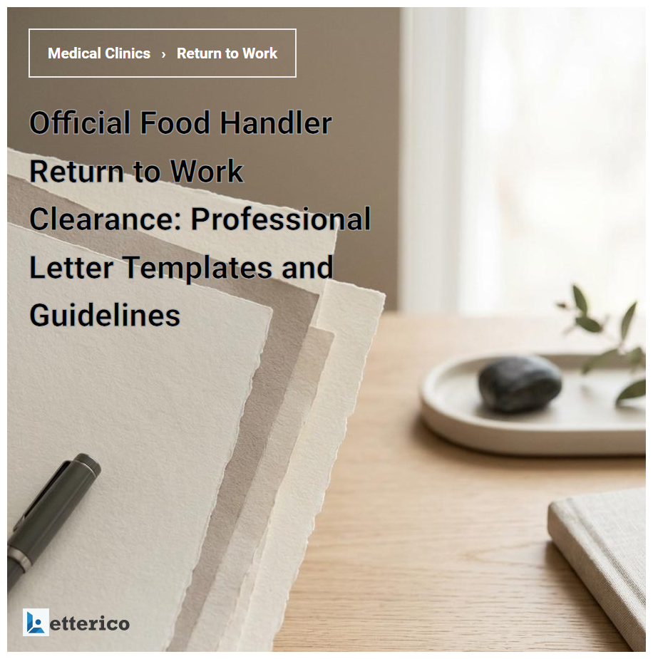 Official Food Handler Return to Work Clearance: Professional Letter Templates and Guidelines
