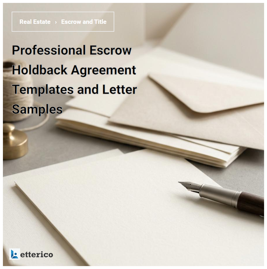 Professional Escrow Holdback Agreement Templates and Letter Samples
