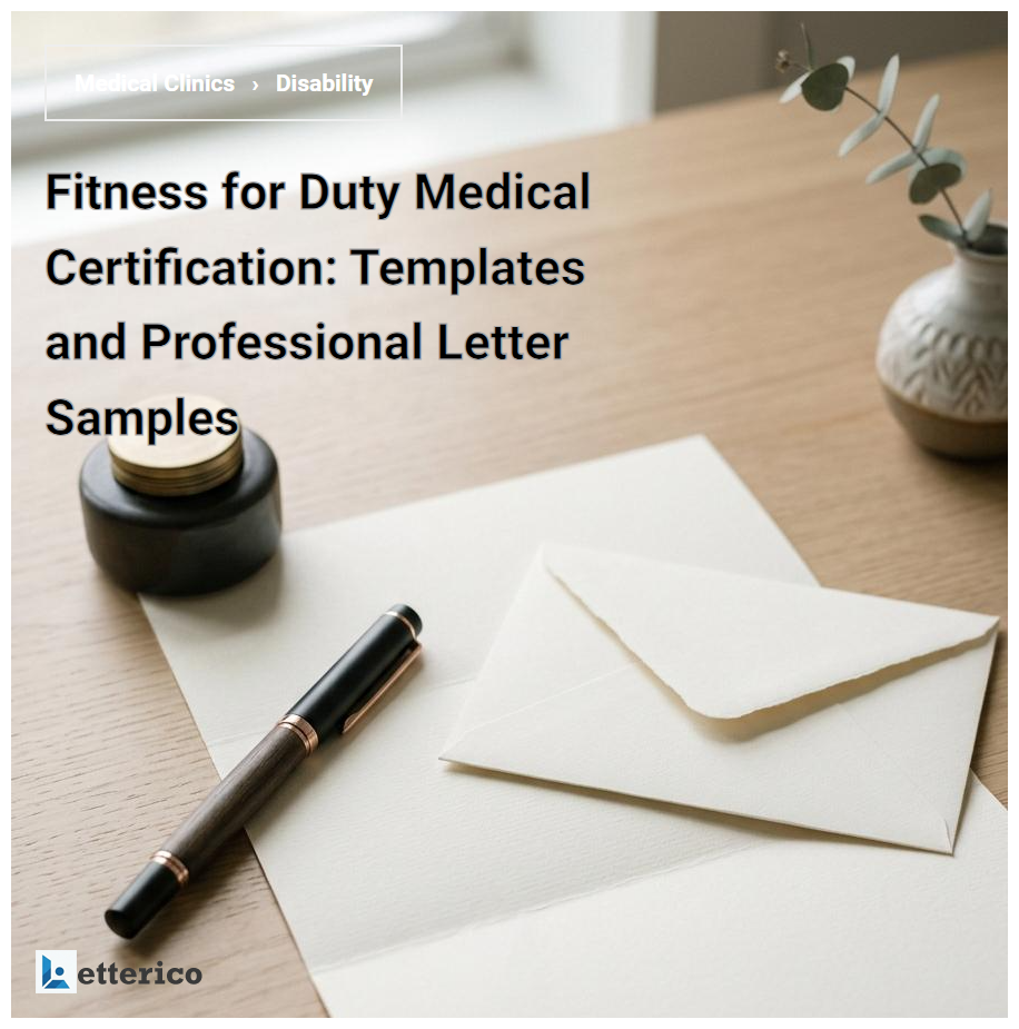 Fitness for Duty Medical Certification: Templates and Professional Letter Samples