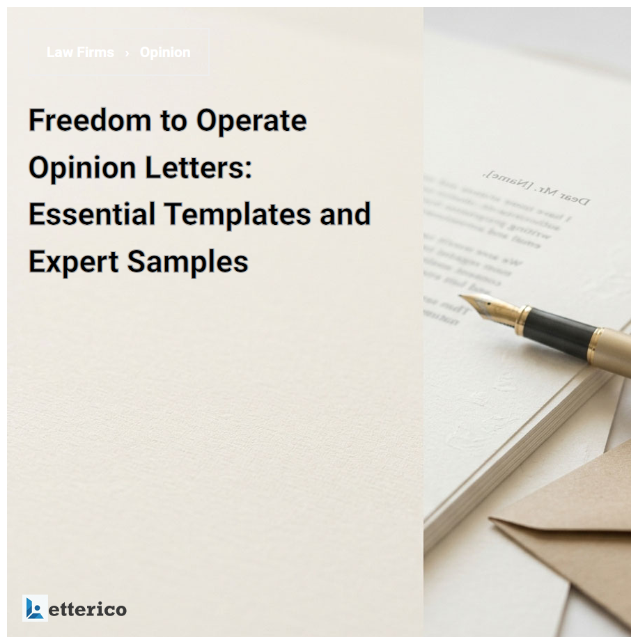 Freedom to Operate Opinion Letters: Essential Templates and Expert Samples
