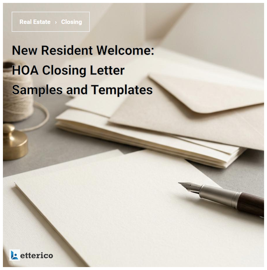 New Resident Welcome: HOA Closing Letter Samples and Templates