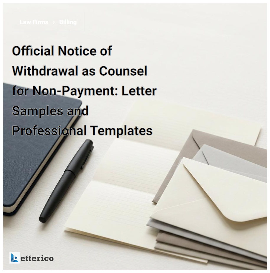 Official Notice of Withdrawal as Counsel for Non-Payment: Letter Samples and Professional Templates
