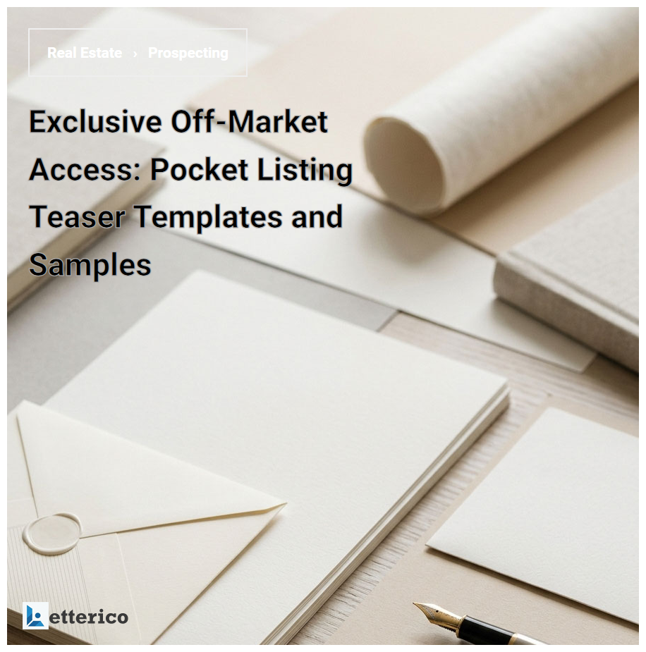 Exclusive Off-Market Access: Pocket Listing Teaser Templates and Samples