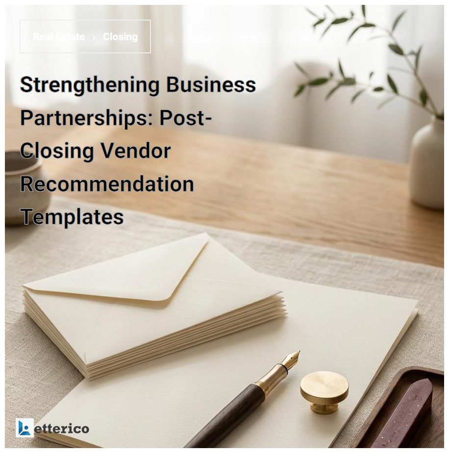 Strengthening Business Partnerships: Post-Closing Vendor Recommendation Templates