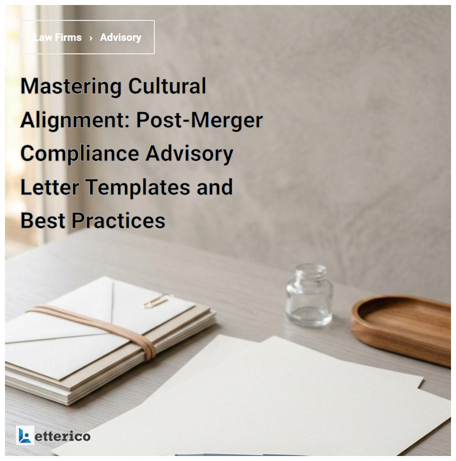 Mastering Cultural Alignment: Post-Merger Compliance Advisory Letter Templates and Best Practices