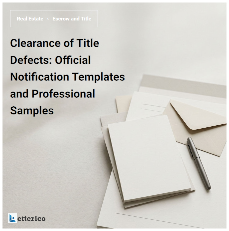 Clearance of Title Defects: Official Notification Templates and Professional Samples