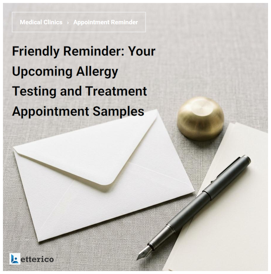 Friendly Reminder: Your Upcoming Allergy Testing and Treatment Appointment Samples