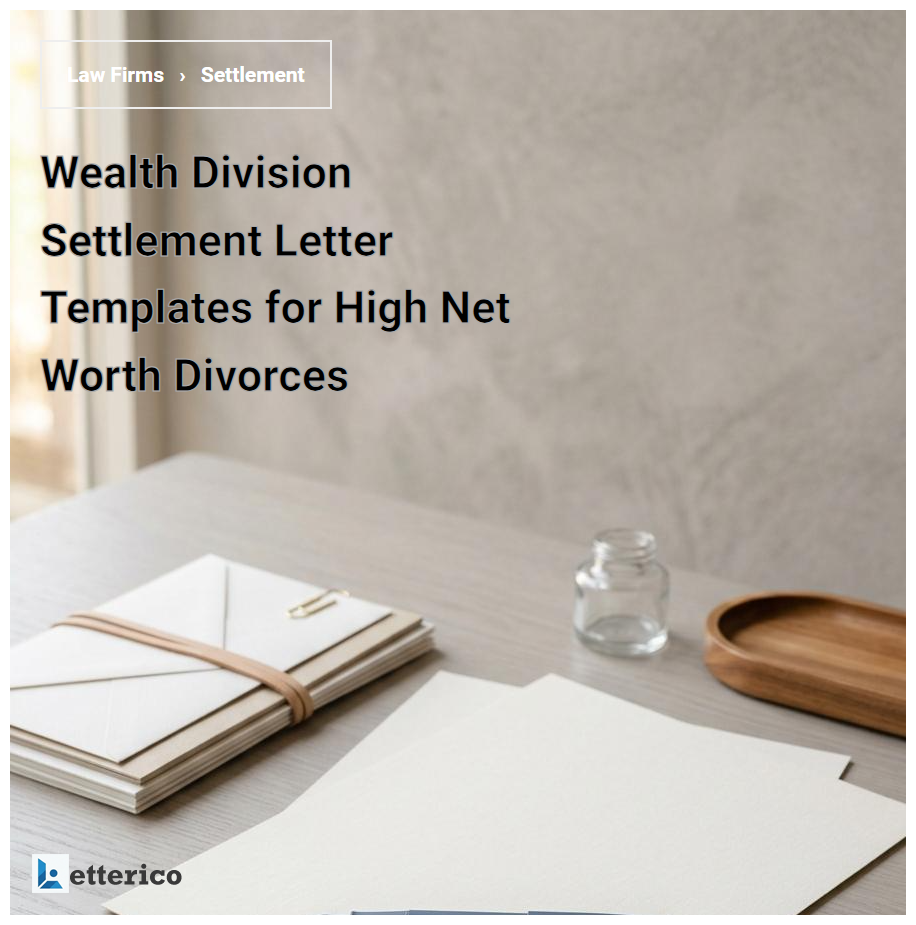 Wealth Division Settlement Letter Templates for High Net Worth Divorces