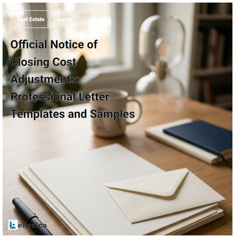 Official Notice of Closing Cost Adjustments: Professional Letter Templates and Samples