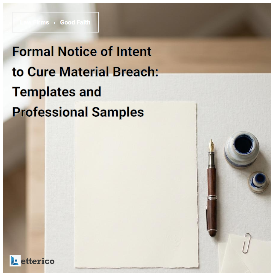 Formal Notice of Intent to Cure Material Breach: Templates and Professional Samples