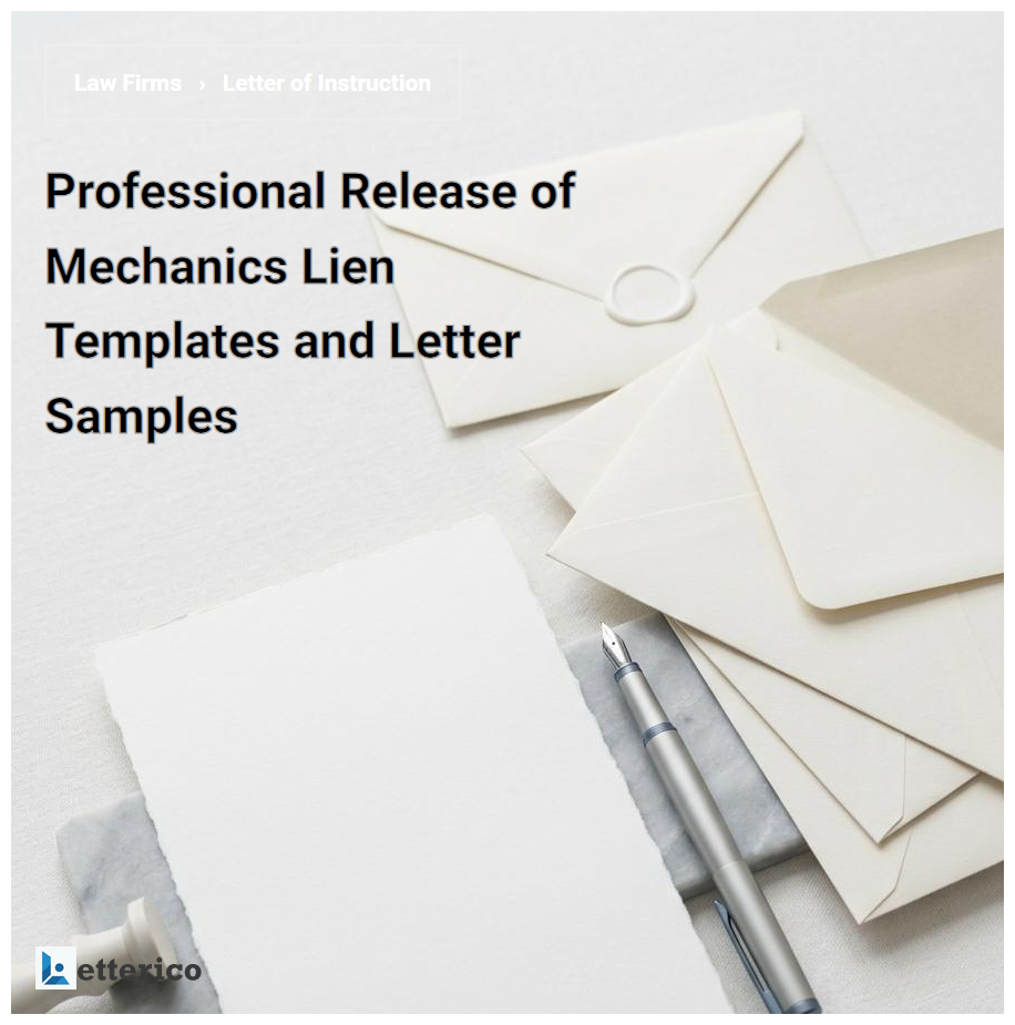 Professional Release of Mechanics Lien Templates and Letter Samples