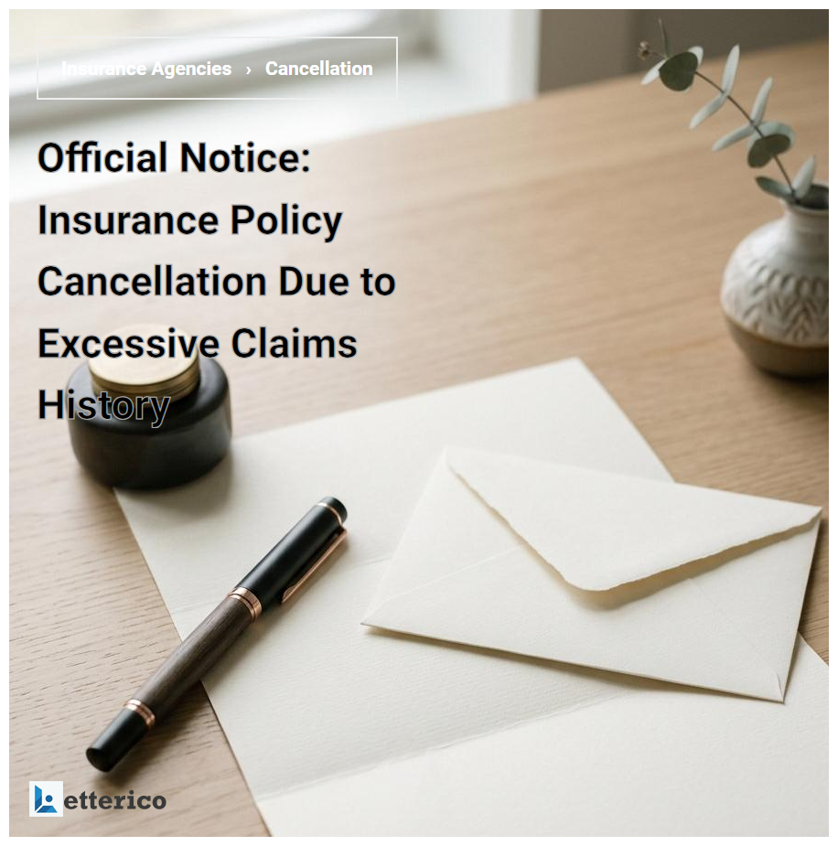 Official Notice: Insurance Policy Cancellation Due to Excessive Claims History