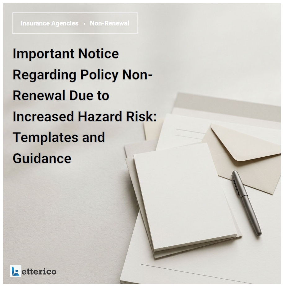 Important Notice Regarding Policy Non-Renewal Due to Increased Hazard Risk: Templates and Guidance