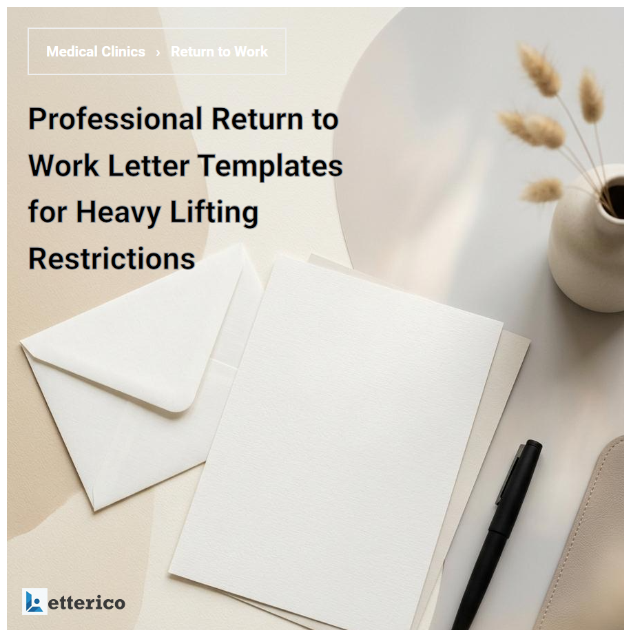 Professional Return to Work Letter Templates for Heavy Lifting Restrictions