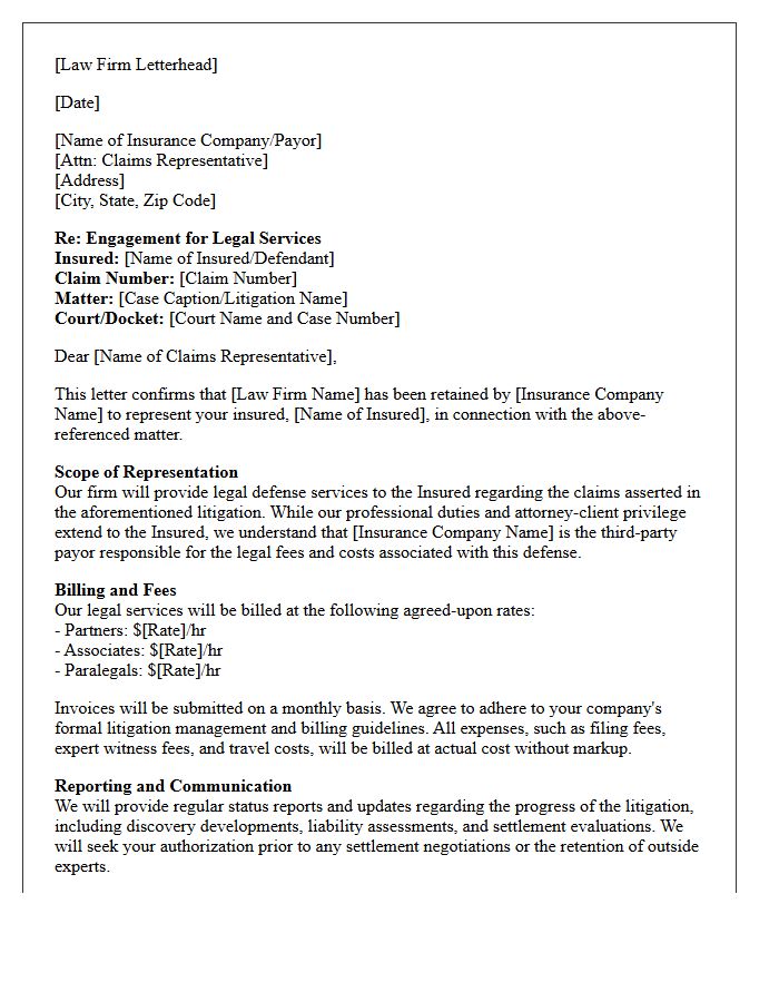 Insurance Defense Third-Party Payor Engagement Letter
