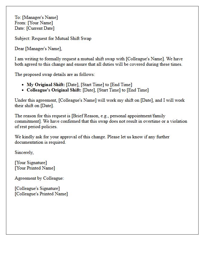 Mutual Swap Shift Change Transfer Letter