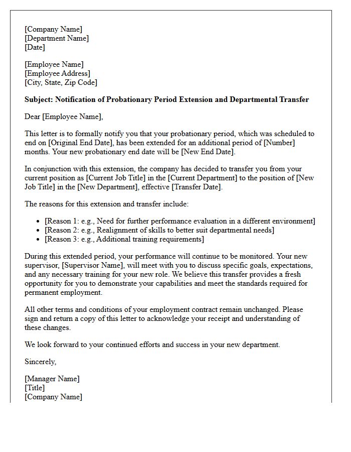 Probationary Period Extension Transfer Letter