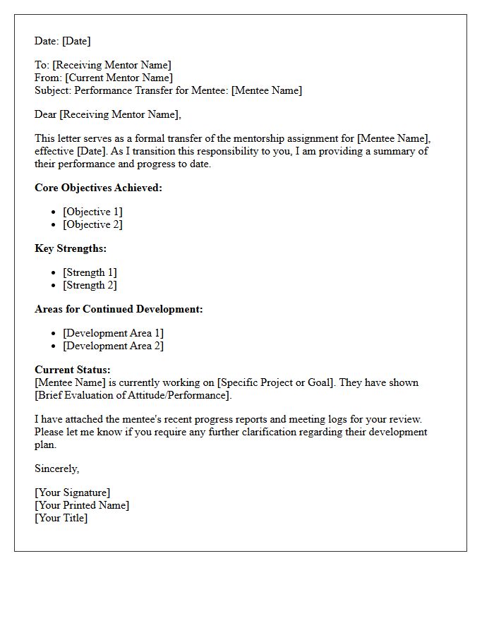Mentorship Assignment Performance Transfer Letter
