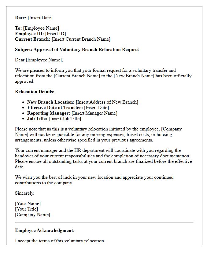 Voluntary Branch Relocation Approval Letter