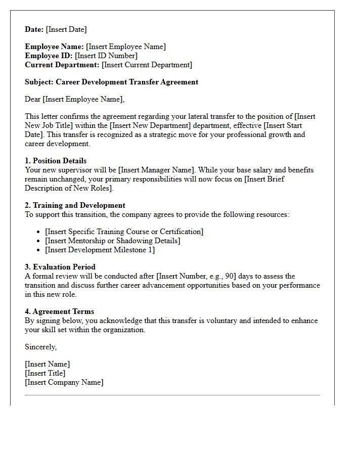 Career Development Transfer Agreement Letter