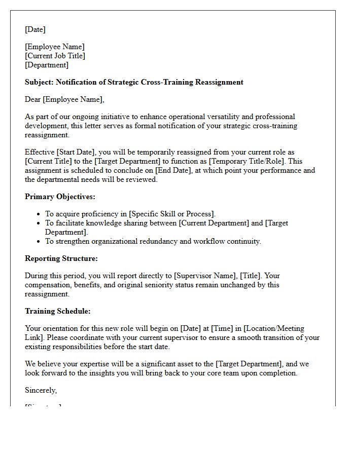Strategic Cross-Training Reassignment Letter