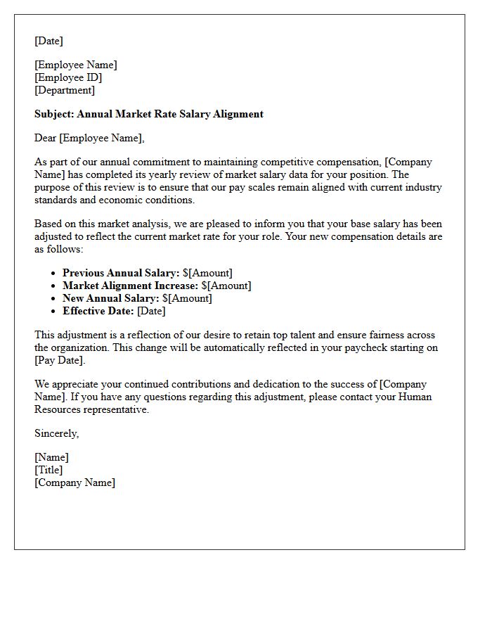 Annual Market Rate Salary Alignment Letter