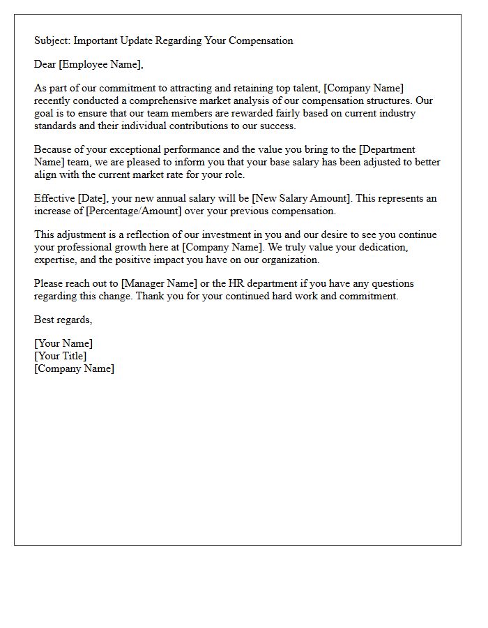 Retention Focused Market Salary Alignment Letter