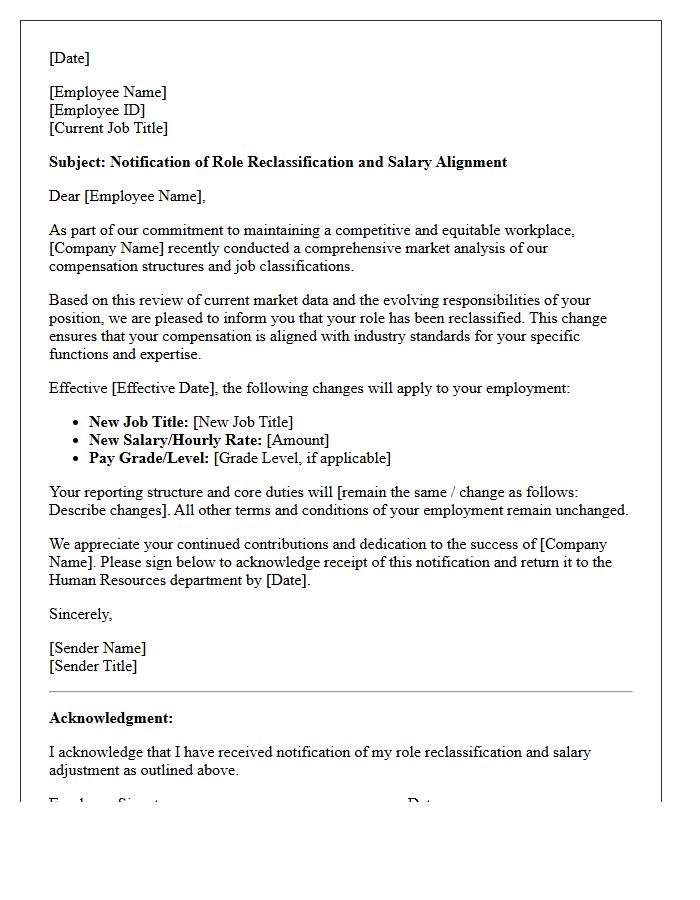 Role Reclassification Market Salary Alignment Letter