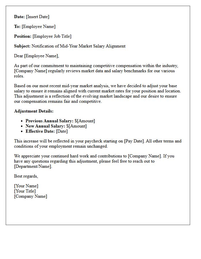 Mid Year Market Rate Salary Alignment Letter