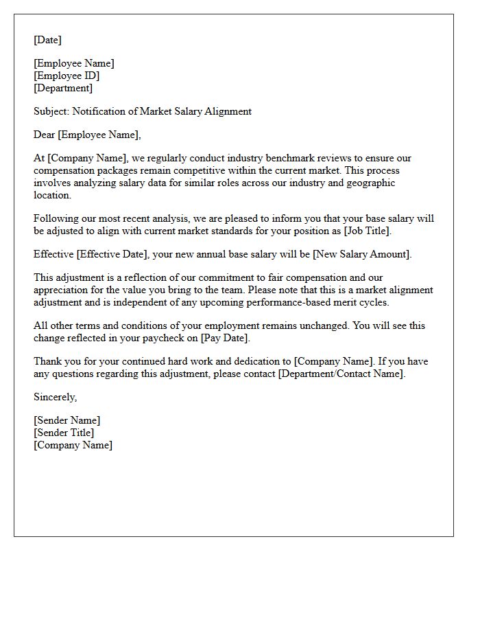 Industry Benchmark Market Salary Alignment Letter