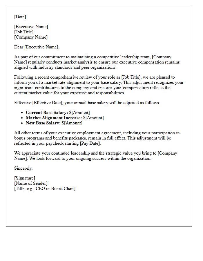 Executive Market Rate Salary Alignment Letter