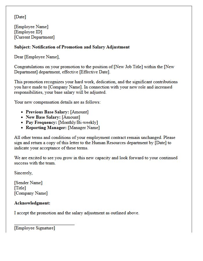 Internal Transfer Promotion Base Pay Increase Letter