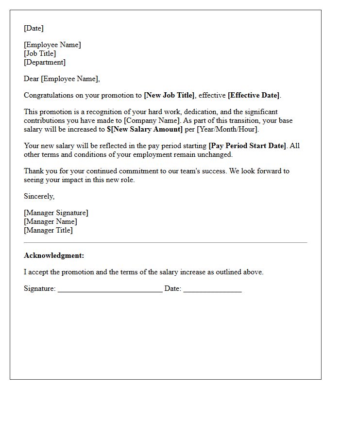 Mid-Year Promotion Base Pay Increase Letter