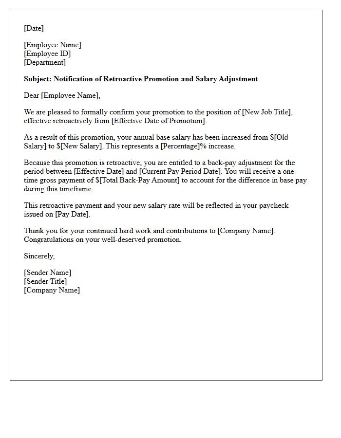 Retroactive Promotion Base Pay Increase Letter
