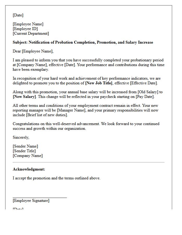 Probation Completion Promotion Base Pay Increase Letter