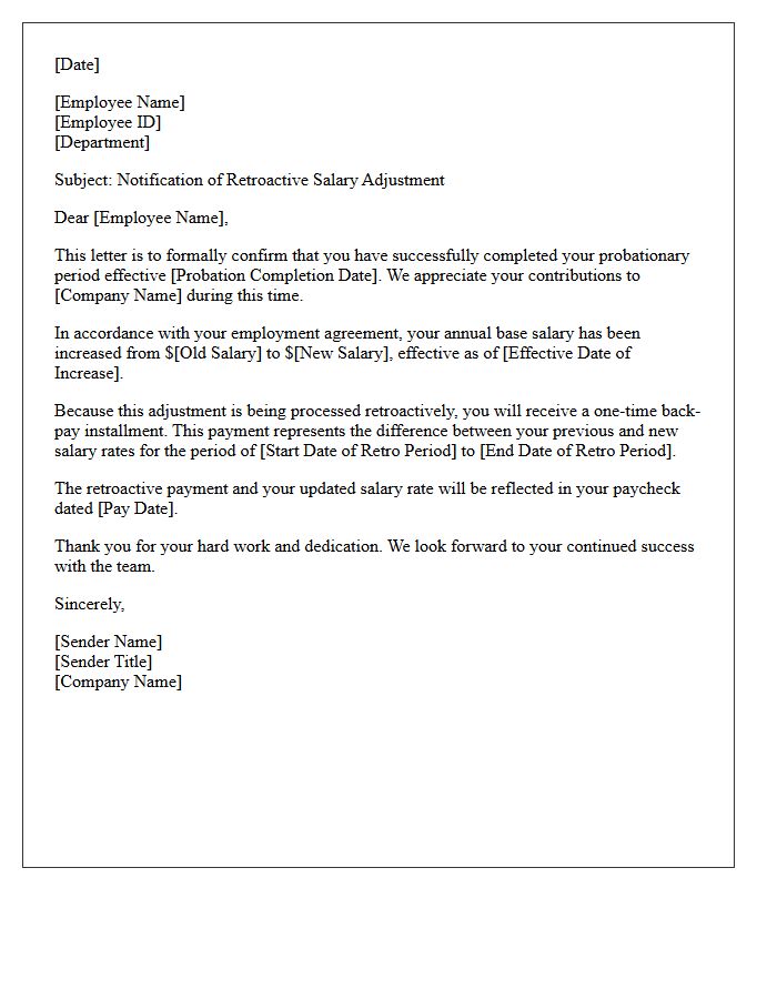 Retroactive Probationary Period Completion Salary Adjustment Letter