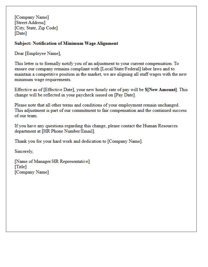 Company-Wide Minimum Wage Alignment And Notification Letter