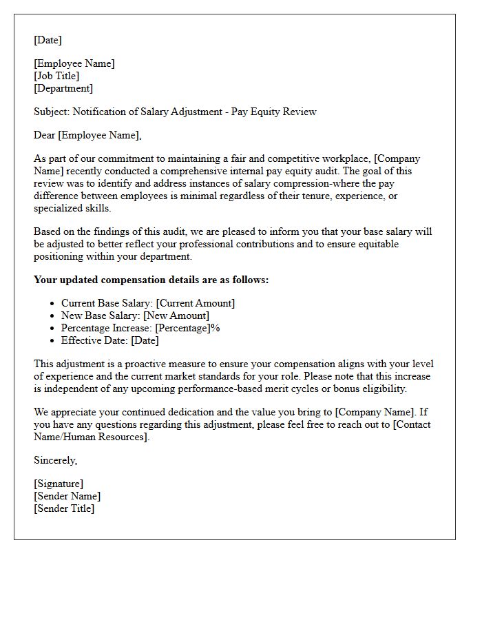 Salary Compression Resolution Pay Equity Letter