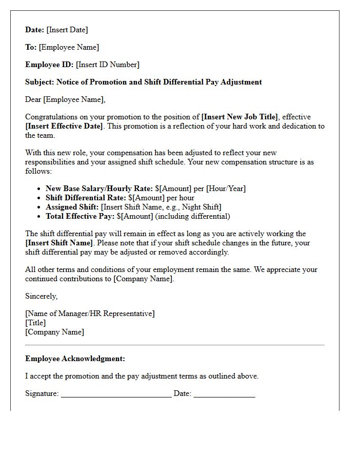 Role Promotion Shift Differential Pay Adjustment Letter