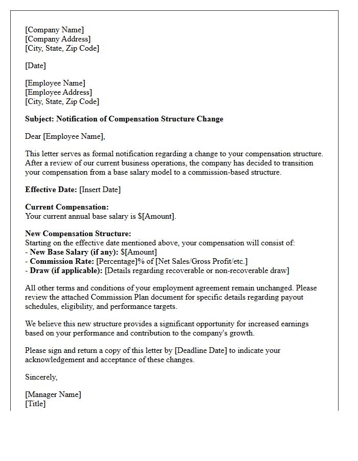 Base Salary to Commission Restructuring Letter