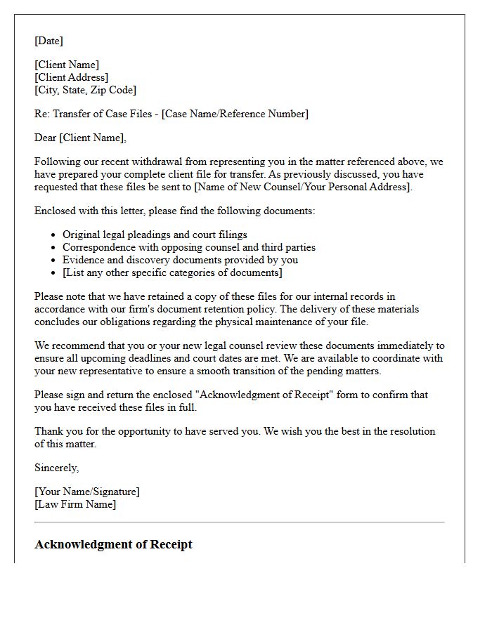 Post-Withdrawal Client File Transfer Letter
