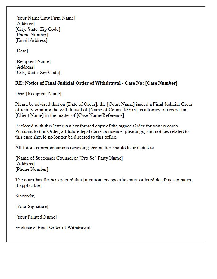 Final Judicial Order of Withdrawal Letter