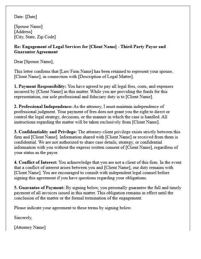 Spousal Guarantor Third-Party Payor Engagement Letter