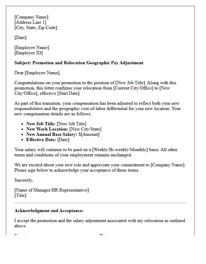 Promotion and Relocation Geographic Pay Adjustment Letter